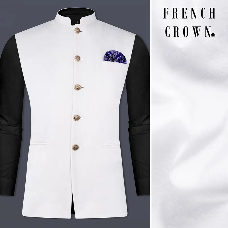 Bright White Velvet Nehru Jacket 1