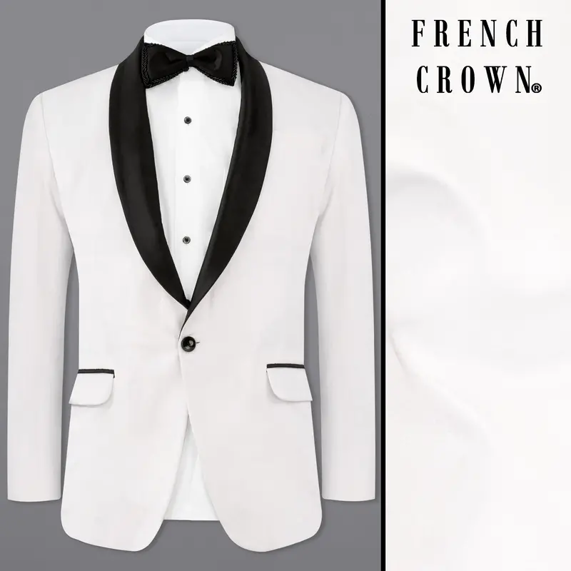 Bright White Velvet Tuxedo Designer Blazer 1