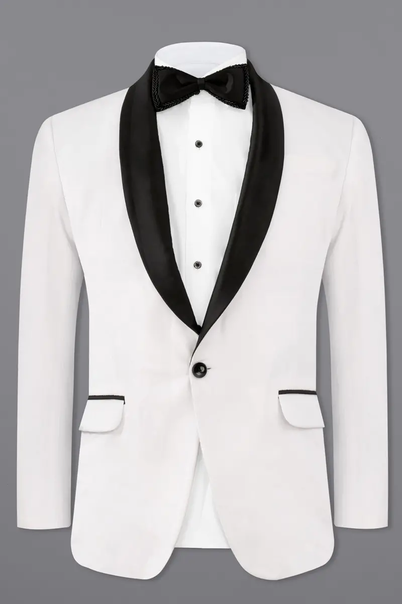 Bright White Velvet Tuxedo Designer Blazer 2