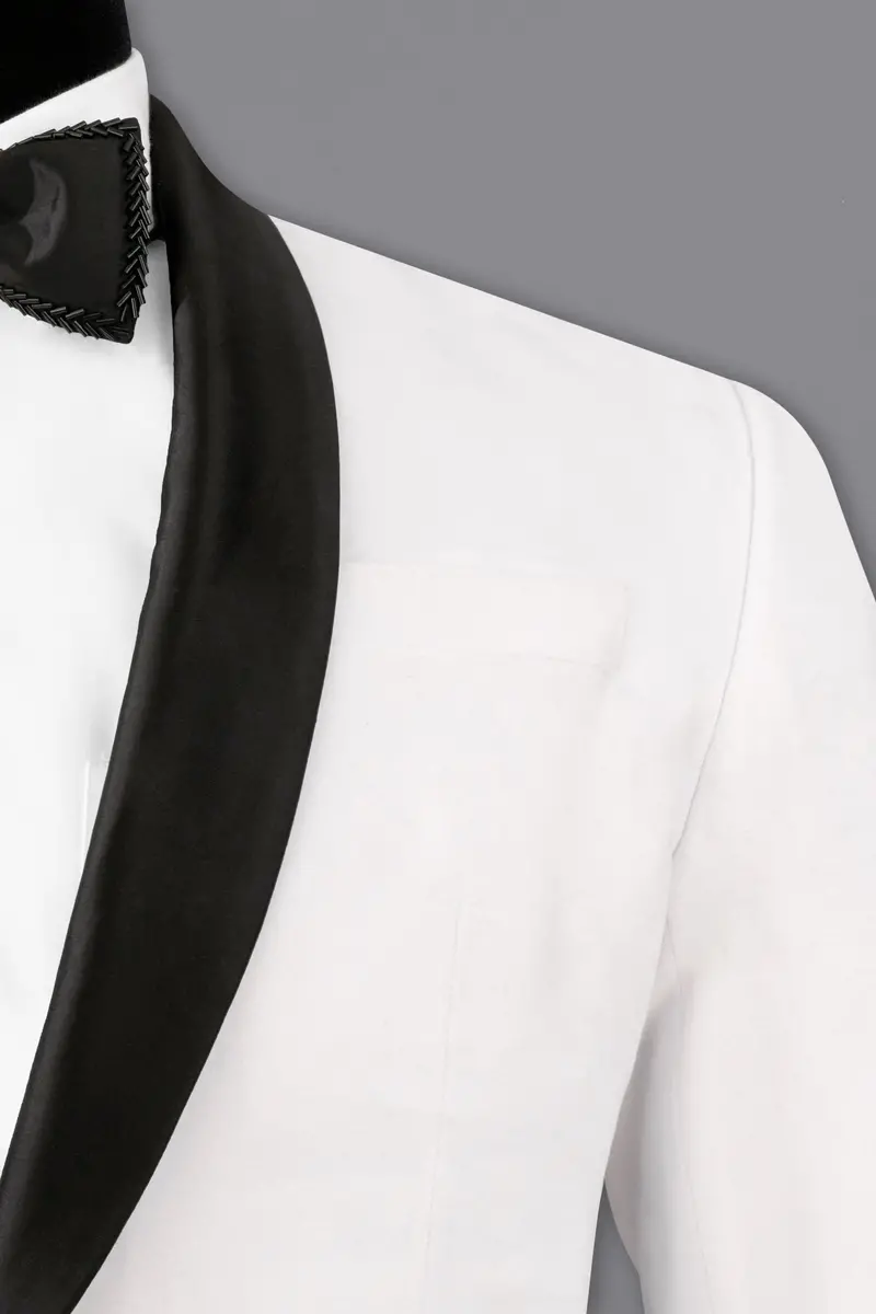 Bright White Velvet Tuxedo Designer Blazer 6