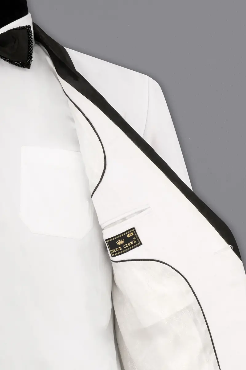 Bright White Velvet Tuxedo Designer Blazer 7