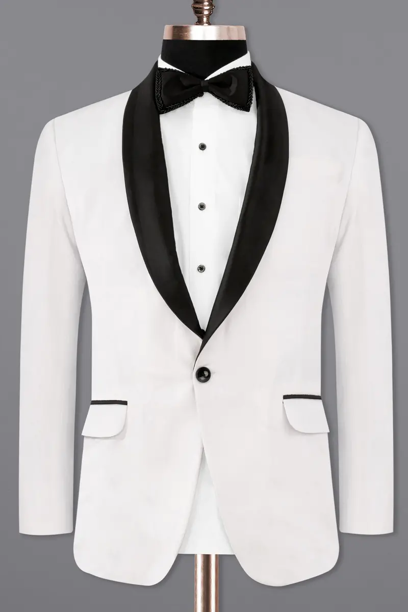 Bright White Velvet Tuxedo Designer Blazer 8