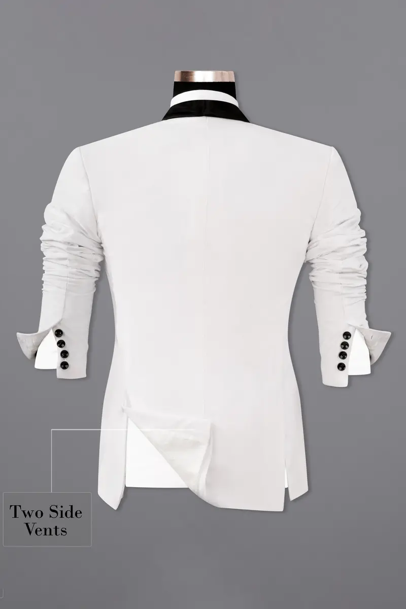 Bright White Velvet Tuxedo Designer Blazer 9