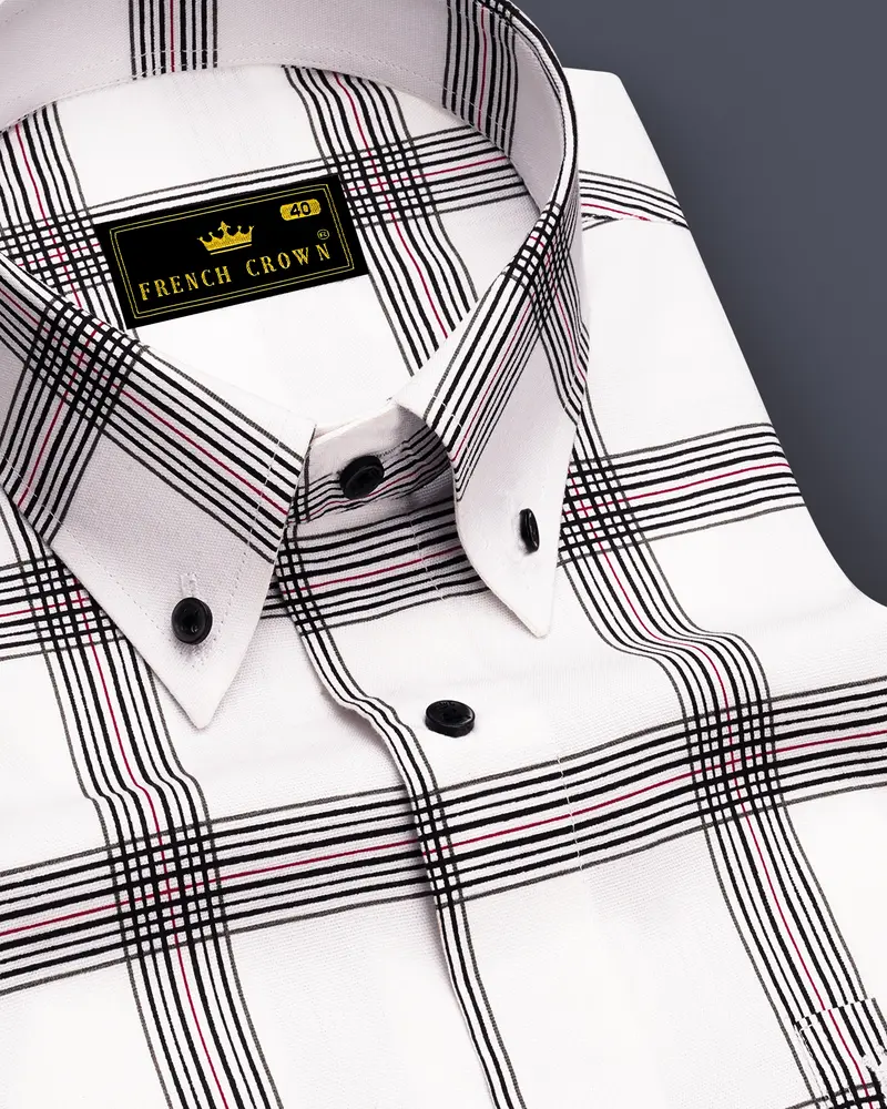 Bright White Windowpane Royal Oxford Shirt 1