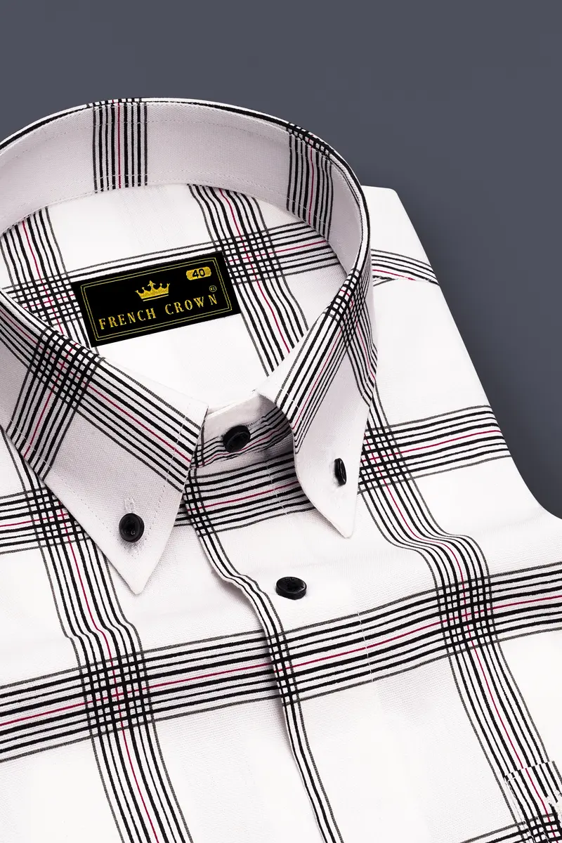 Bright White Windowpane Royal Oxford Shirt 2