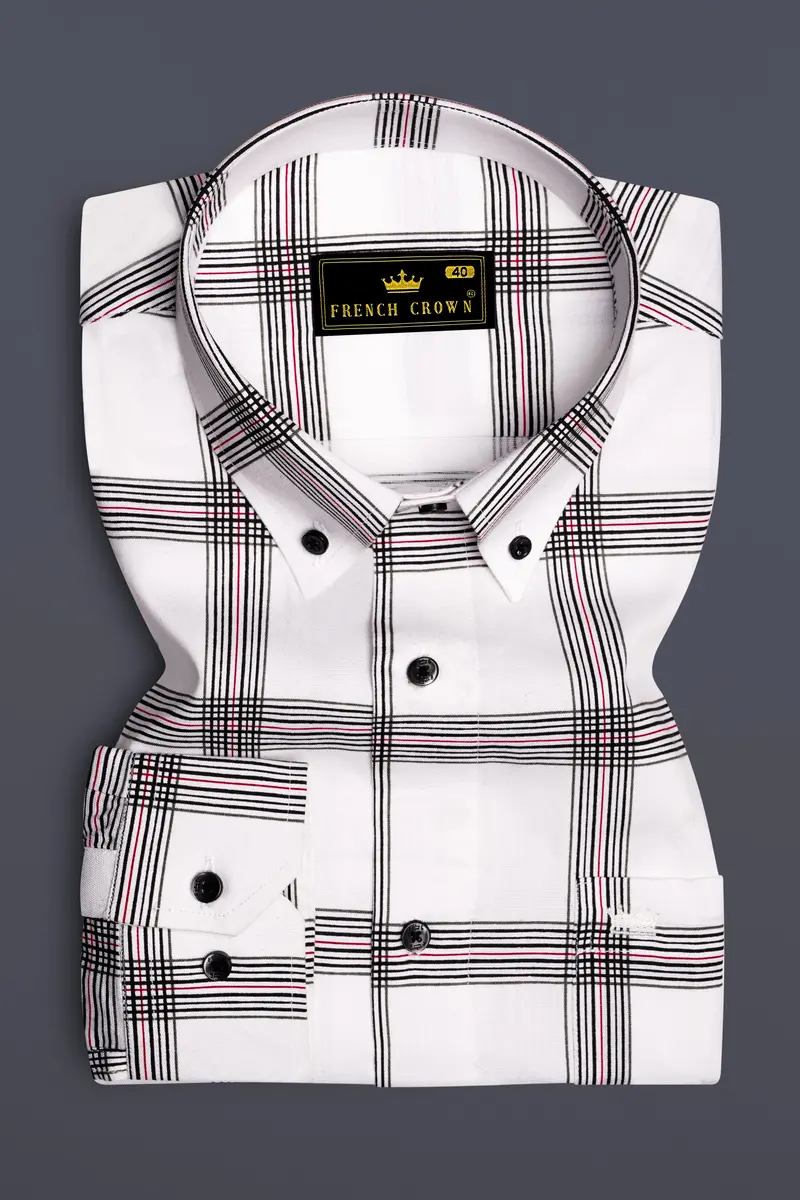 Bright White Windowpane Royal Oxford Shirt 4