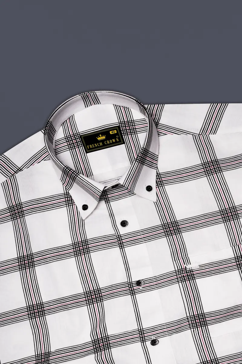 Bright White Windowpane Royal Oxford Shirt 5