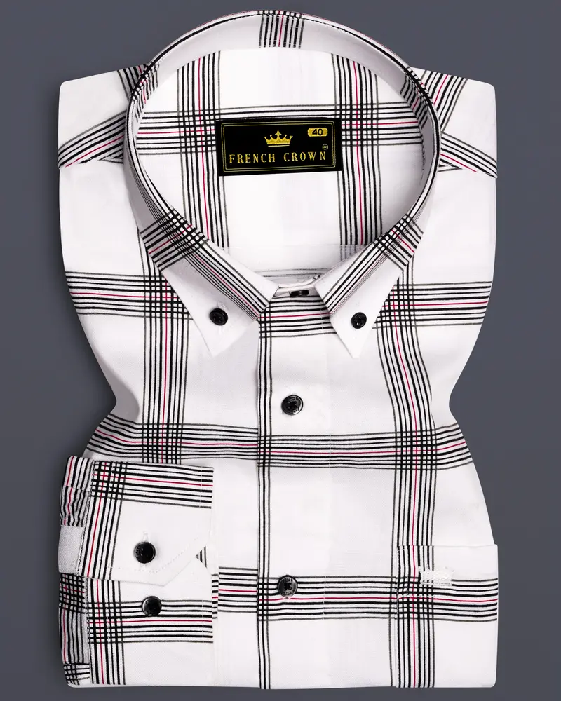 Bright White Windowpane Royal Oxford Shirt 6