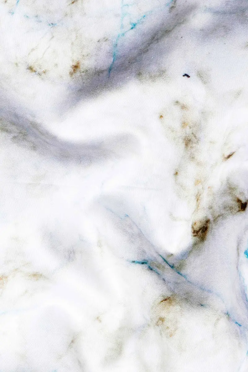 Bright White With Bistre Brown And Hoki Blue Tie Dye Printed Subtle Sheen Super Soft Premium Cotton Shirt 2