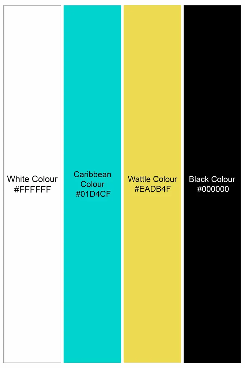 Bright White With Black And Caribbean Blue Funky Printed Subtle Sheen Super Soft Premium Cotton Shirt 9