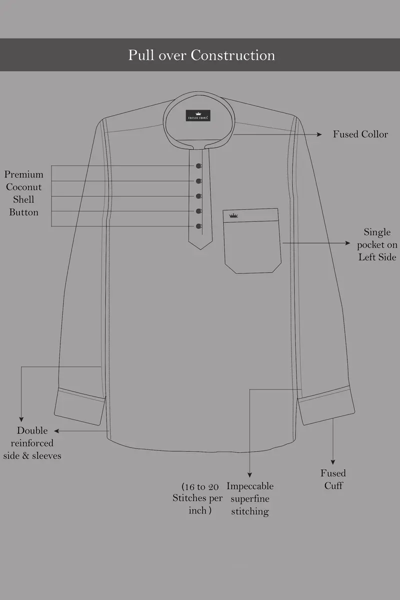 Bright White With Black And Glacial Blue Plaid Twill Premium Cotton Kurta Shirt 7