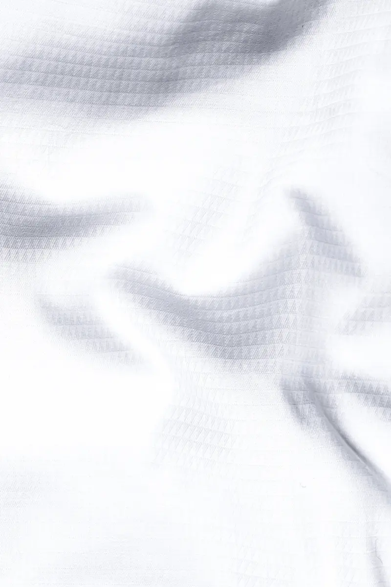 Bright White With Black Cuffs And Collar Dobby Textured Premium Giza Cotton Shirt 3