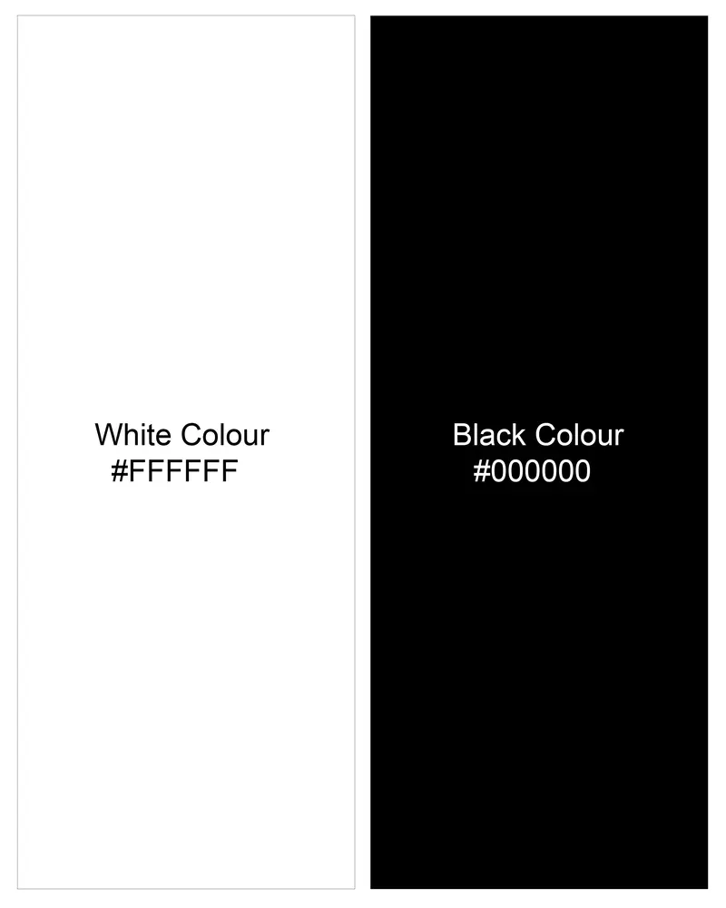 Bright White With Black Dobby Textured Premium Giza Cotton Shirt 8