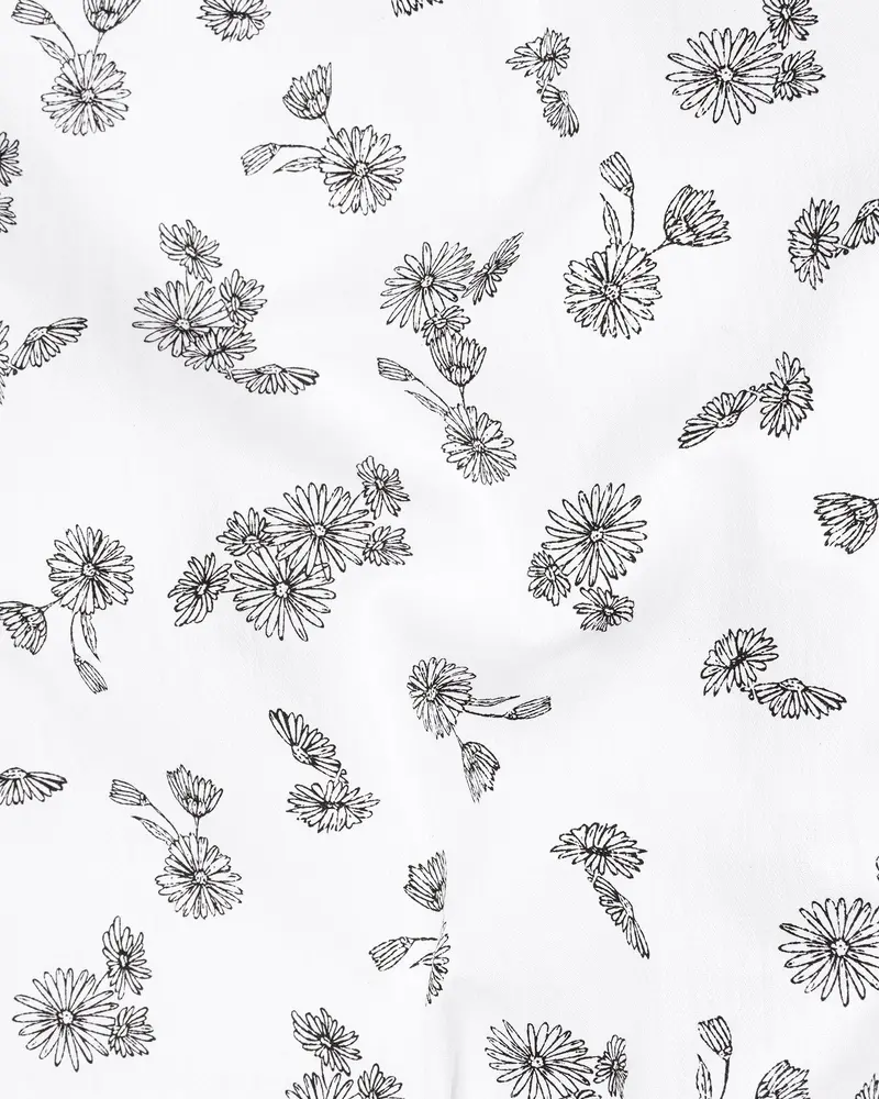Bright White With Black Floral Dobby Textured Premium Giza Cotton Shirt 2
