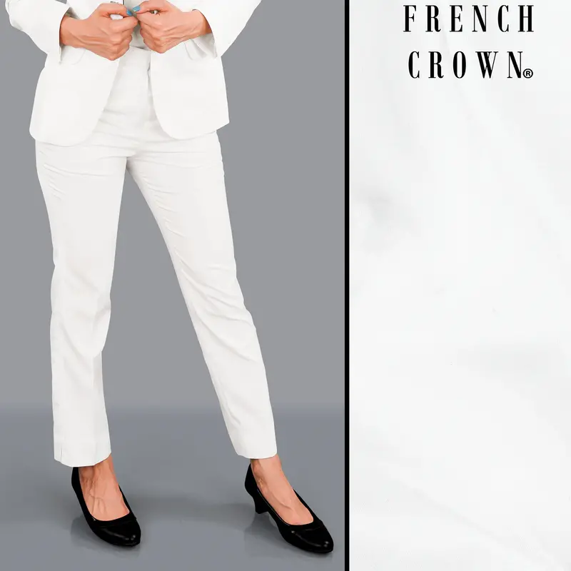 Bright White With Black Premium Cotton Women's Pant 1