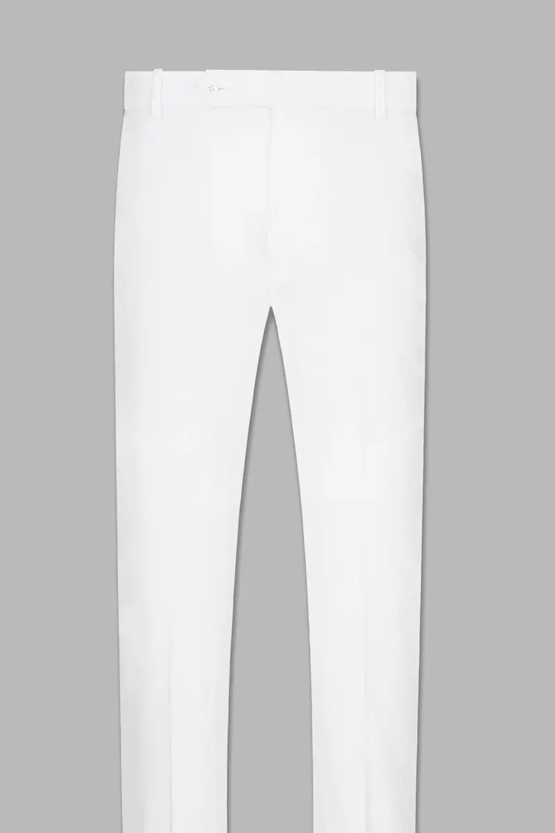 Bright White With Black Stretchable Hand Painted Luxurious Linen Designer Suit 19