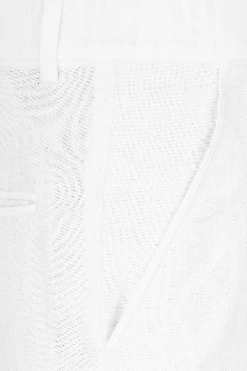 Bright White With Black Stretchable Hand Painted Luxurious Linen Designer Suit 20
