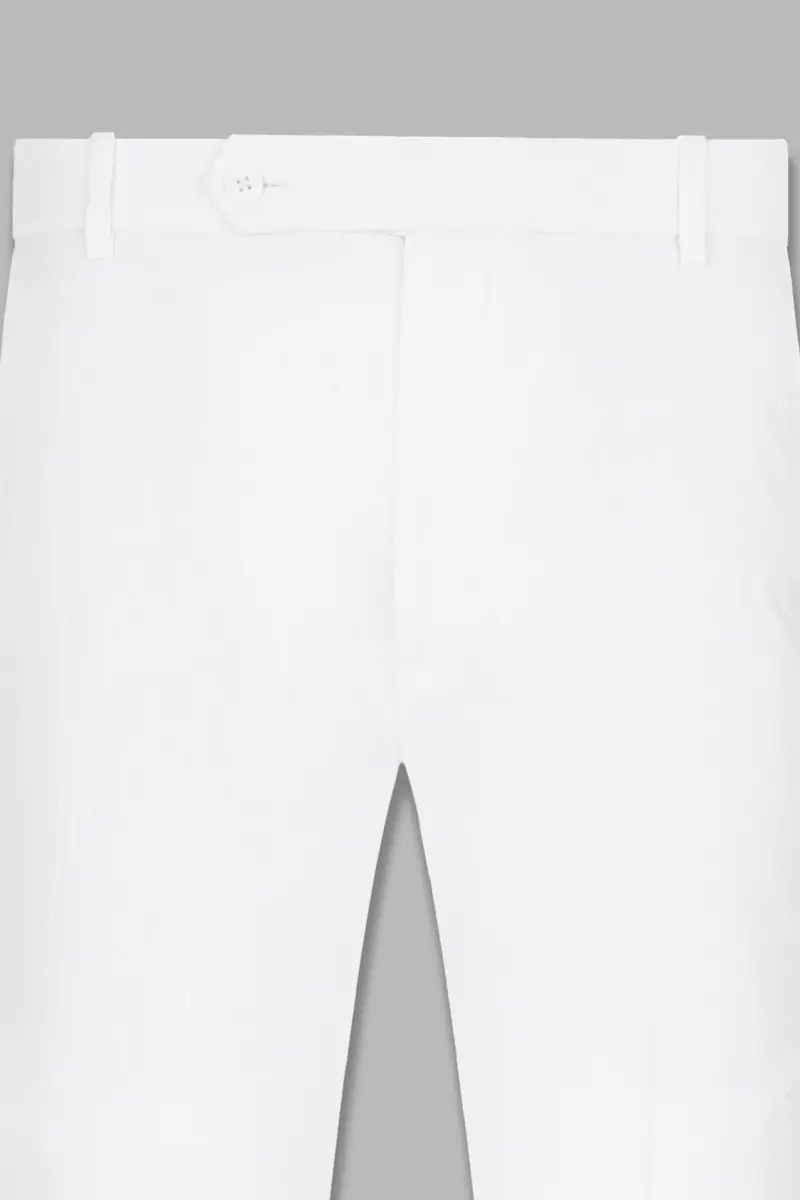 Bright White With Black Stretchable Hand Painted Luxurious Linen Designer Suit 21