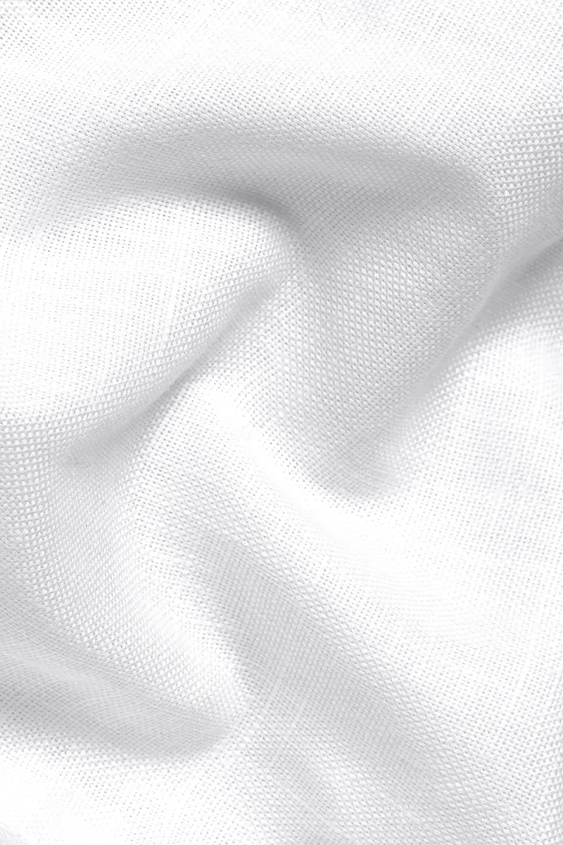Bright White With Black Stretchable Hand Painted Luxurious Linen Designer Suit 3