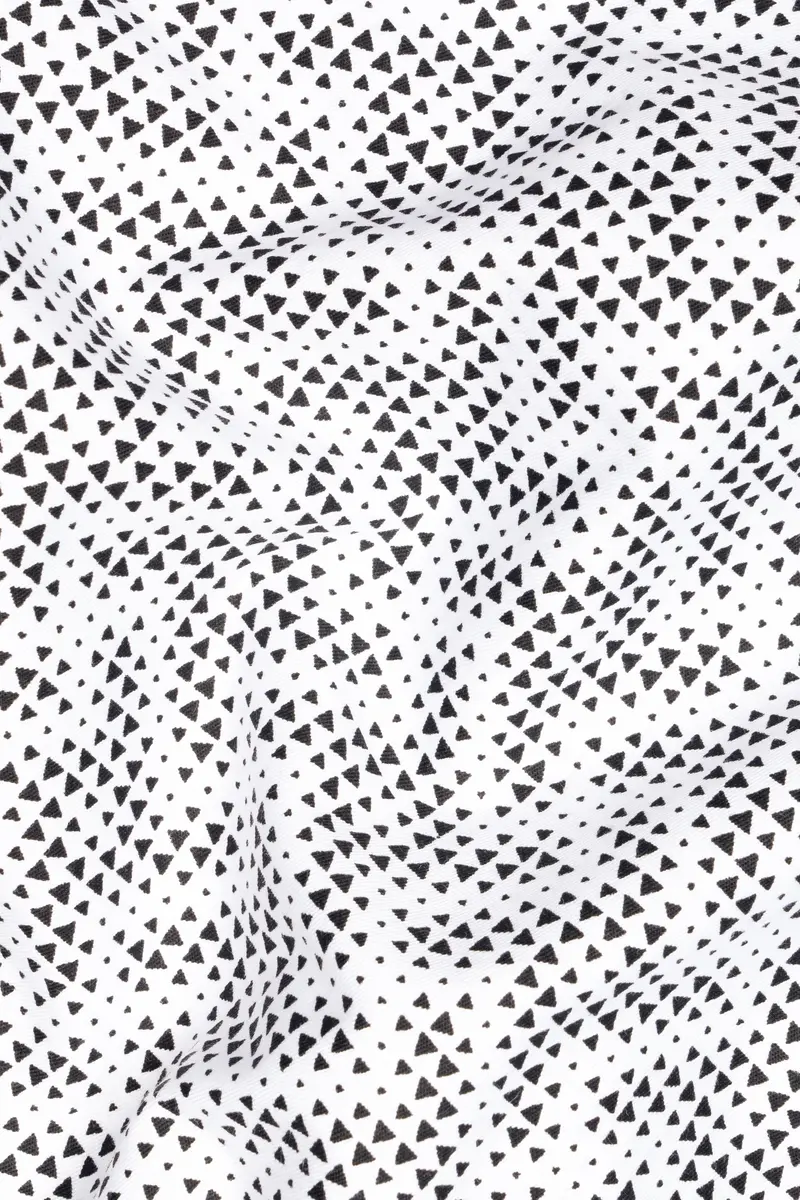 Bright White With Black Triangles Printed Super Soft Premium Cotton Kurta Shirt 3