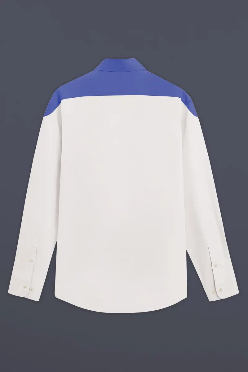 Bright White With Blue Premium Cotton Designer Shirt 7