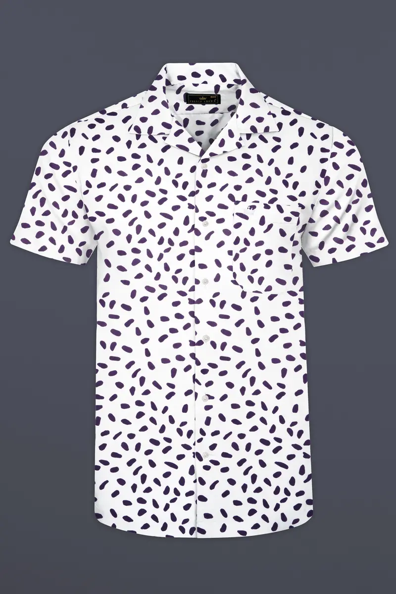 Bright White With Byzantium Purple Printed Premium Cotton Shirt 2