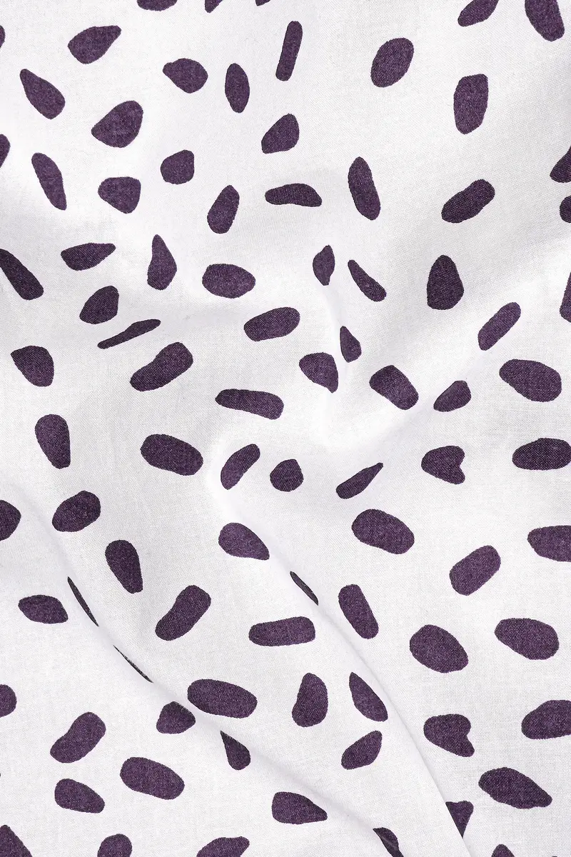 Bright White With Byzantium Purple Printed Premium Cotton Shirt 3