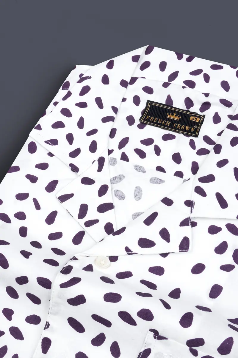 Bright White With Byzantium Purple Printed Premium Cotton Shirt 4