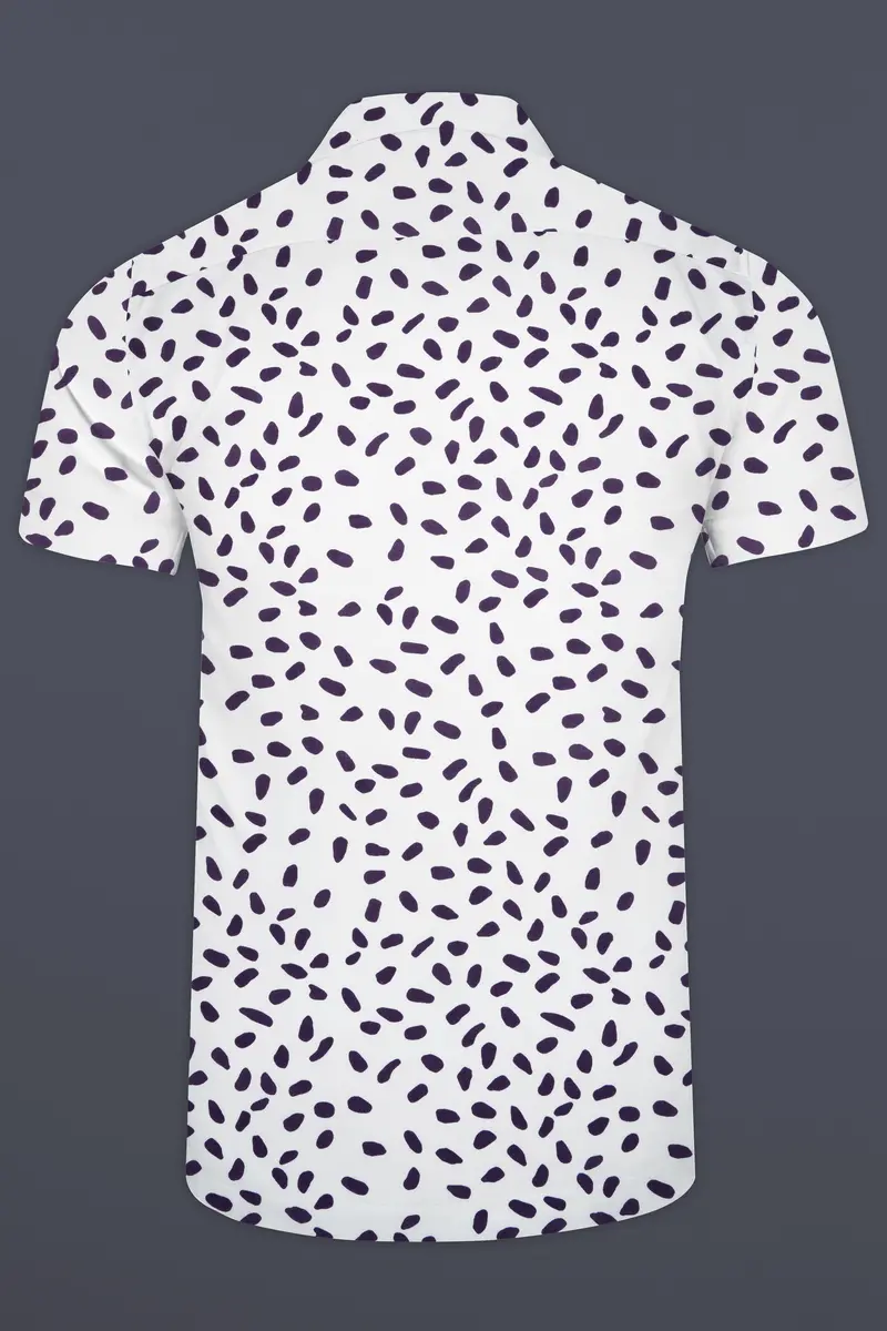 Bright White With Byzantium Purple Printed Premium Cotton Shirt 6