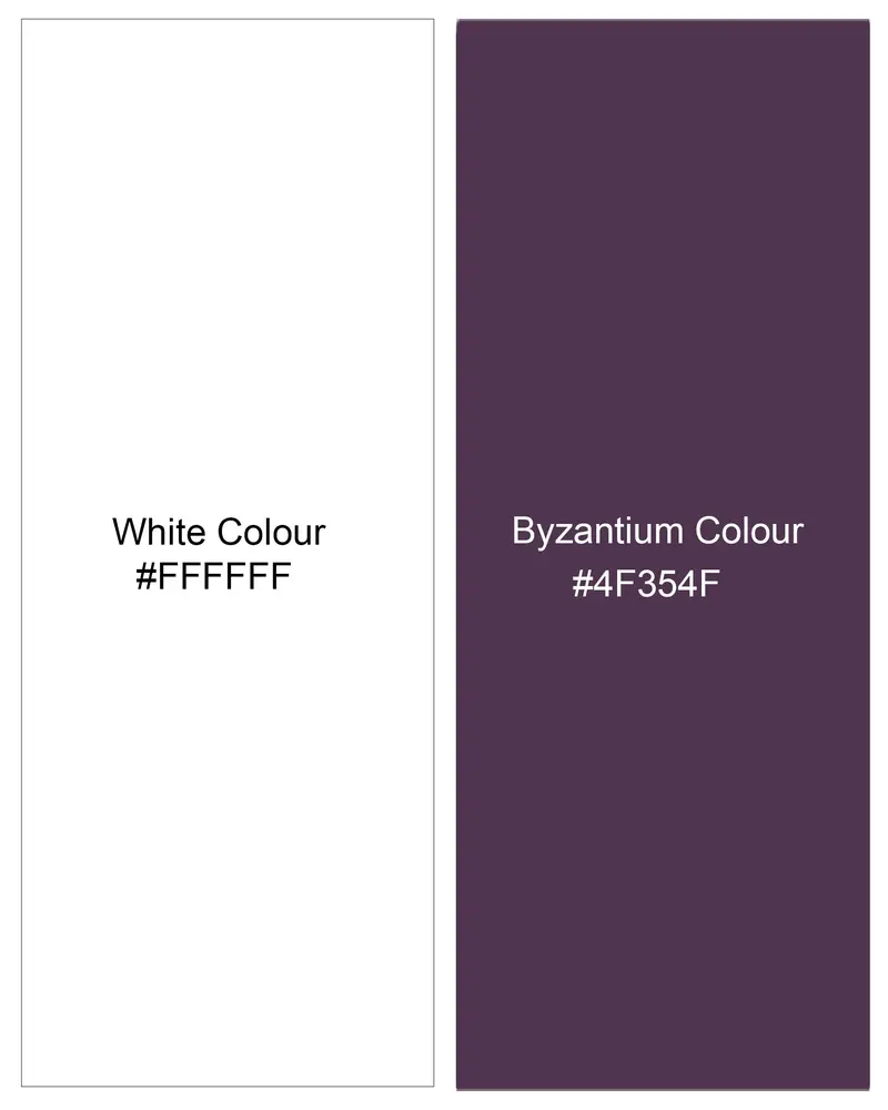 Bright White With Byzantium Purple Printed Premium Cotton Shirt 8