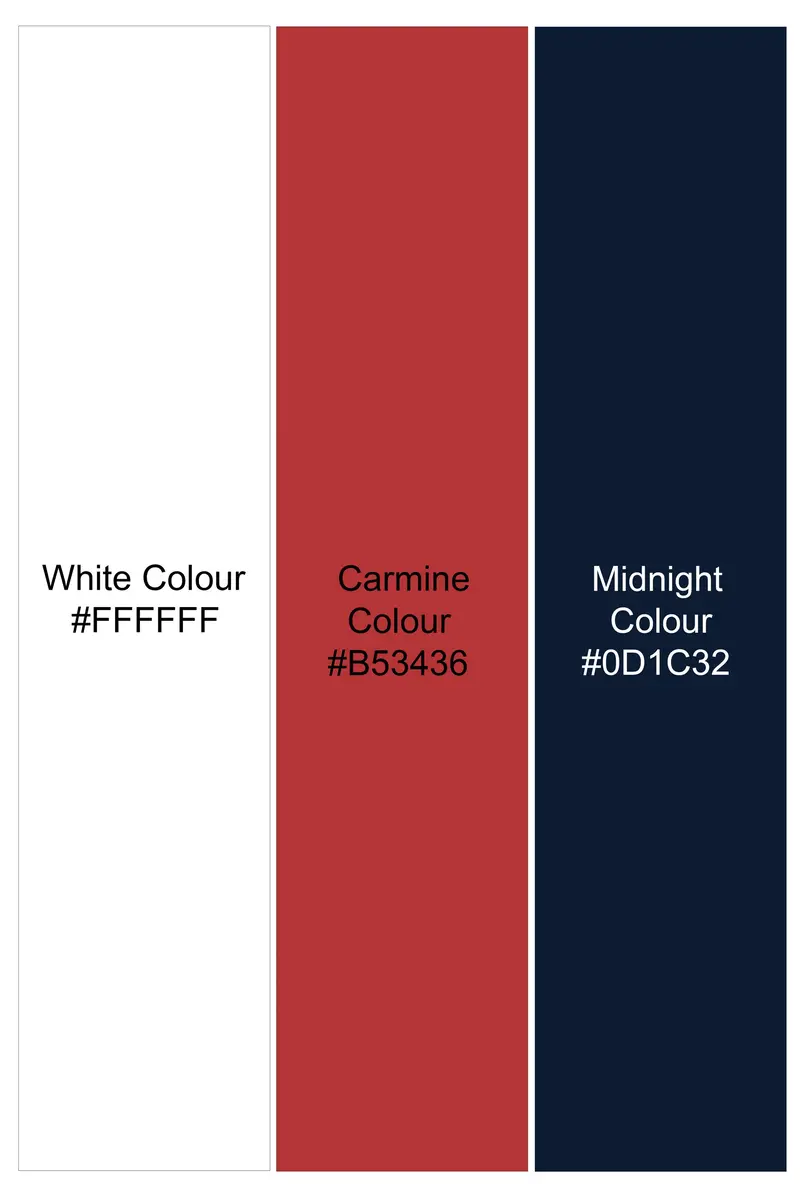 Bright White With Carmine Red And Midnight Blue Printed Poplin Giza Cotton Shirt 8