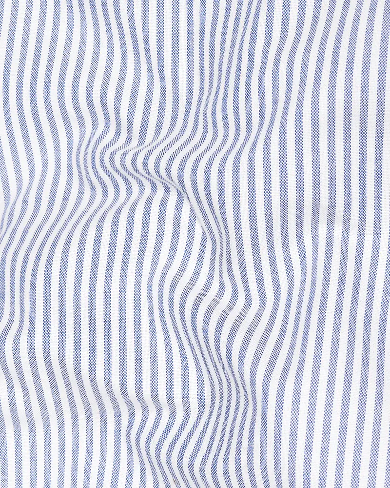 Bright White With Casper Blue Striped Royal Oxford Shirt 2