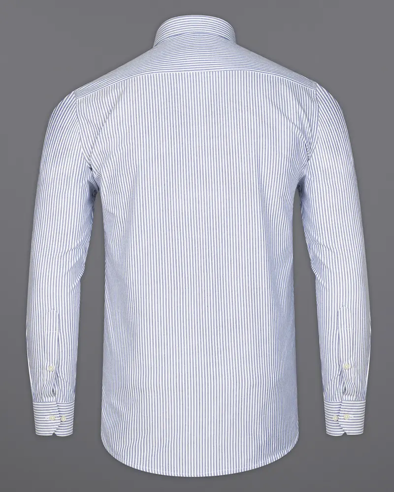 Bright White With Casper Blue Striped Royal Oxford Shirt 6
