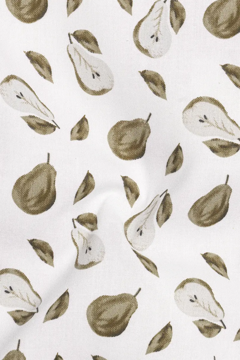 Bright White With Clay Creek Green Papaya Printed Premium Cotton Shirt 3