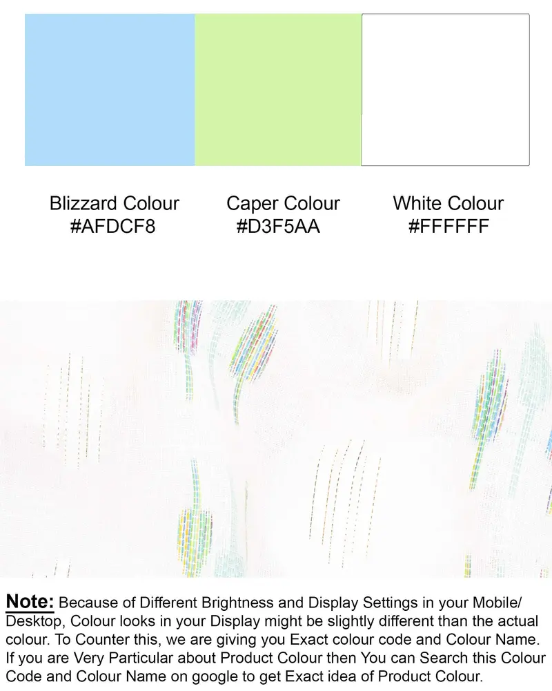 Bright White With Colorful Leaves Jacquard Textured Premium Giza Cotton Kurta Set 8