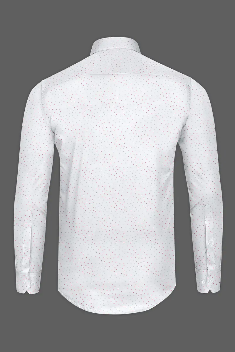 Bright White With Ditsy Dobby Textured Premium Giza Cotton Shirt 5