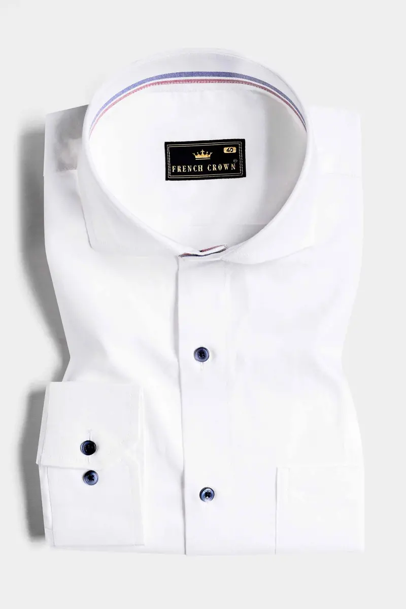 Bright White With Dusky Blue And Thulian Pink Dual Striped Royal Oxford Shirt 4