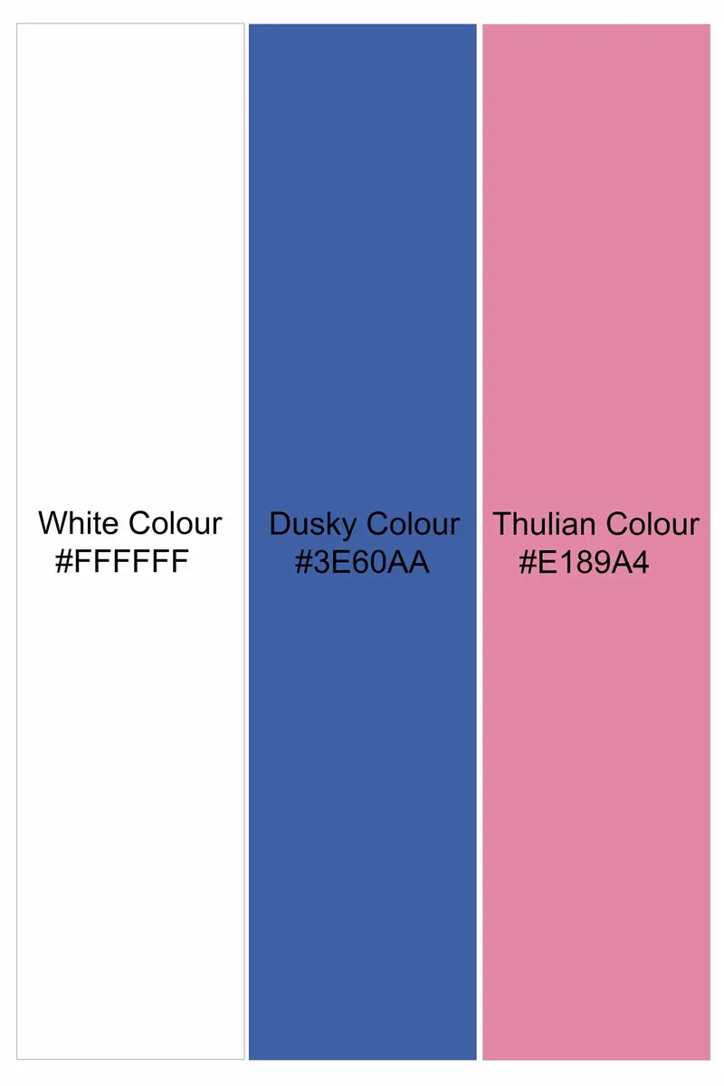 Bright White With Dusky Blue And Thulian Pink Dual Striped Royal Oxford Shirt 7