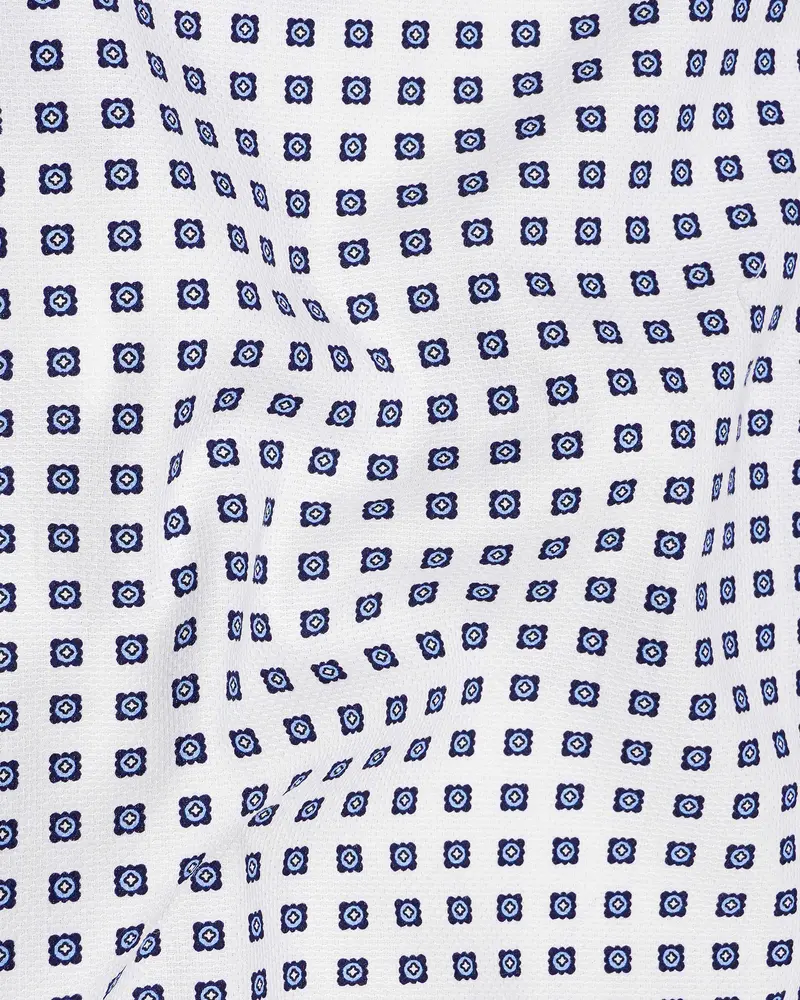 Bright White With Ebony Clay Blue Box Dobby Textured Premium Giza Cotton Shirt 3