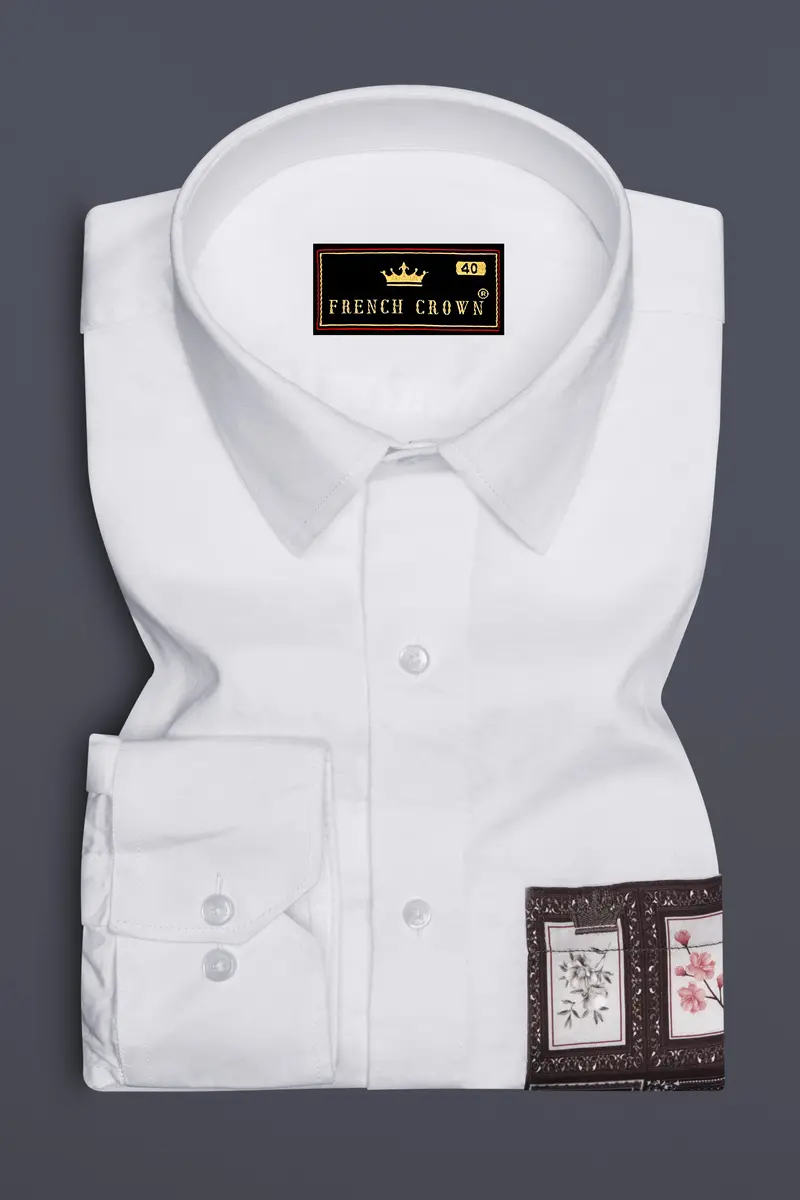 Bright White With Frame Printed Patch Pocket Super Soft Premium Cotton Designer Shirt 5