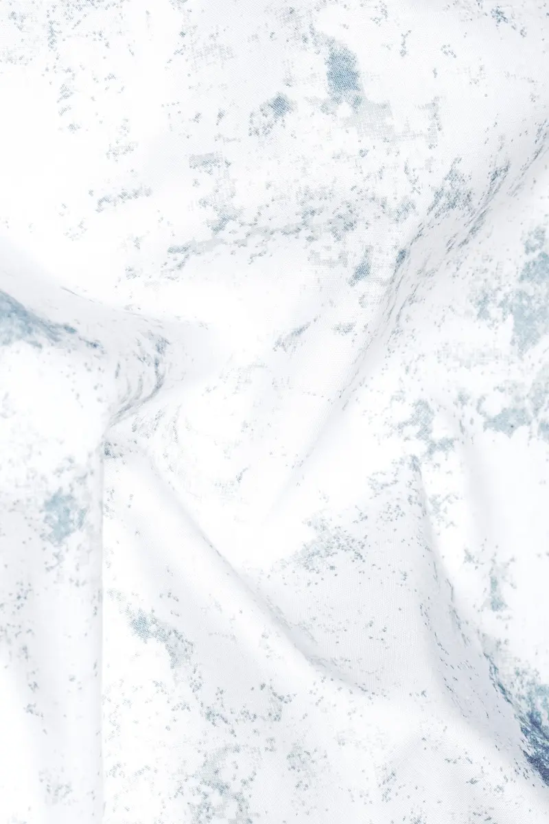 Bright White With French Gray Marble Printed With Black Button Patti Placket Super Soft Premium Designer Shirt 3