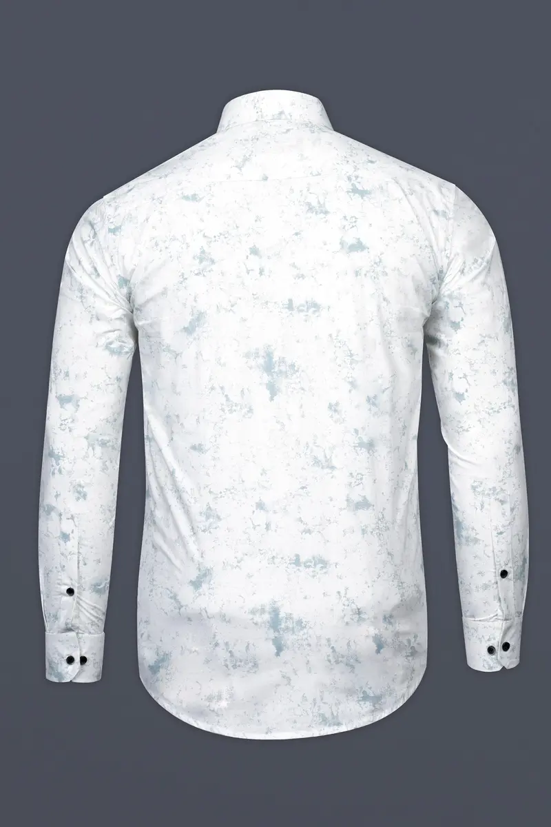 Bright White With French Gray Marble Printed With Black Button Patti Placket Super Soft Premium Designer Shirt 8