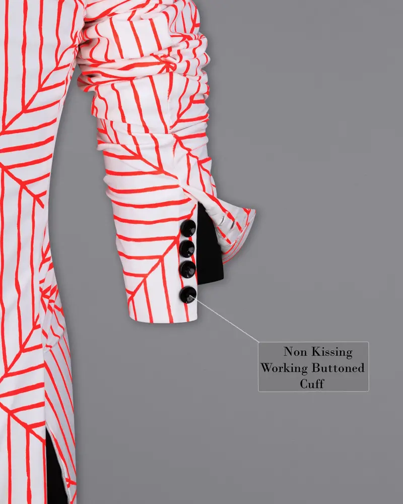 Bright White With Geometric Printed Blazer 10