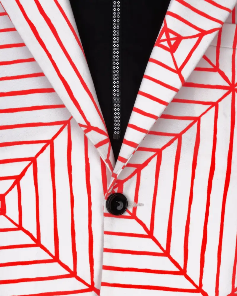 Bright White With Geometric Printed Blazer 4