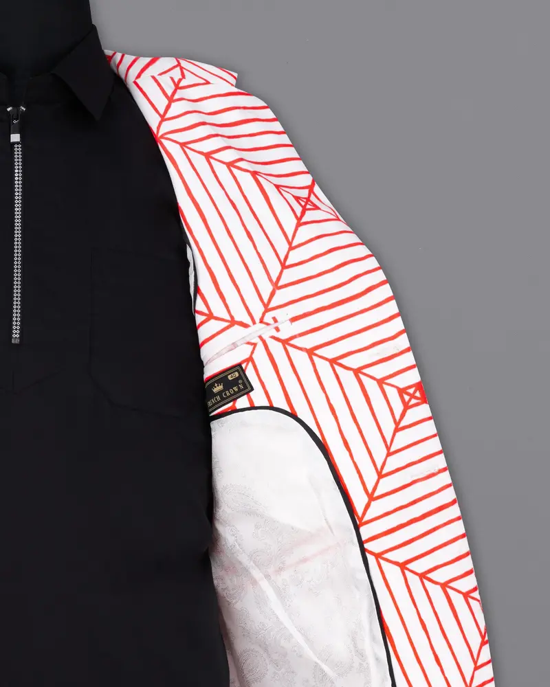 Bright White With Geometric Printed Blazer 7