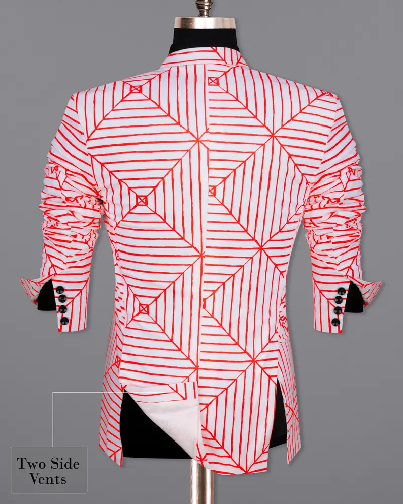 Bright White With Geometric Printed Blazer 9