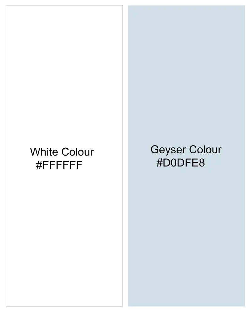 Bright White With Geyser Blue Twill Striped Premium Cotton Kurta Shirt 8