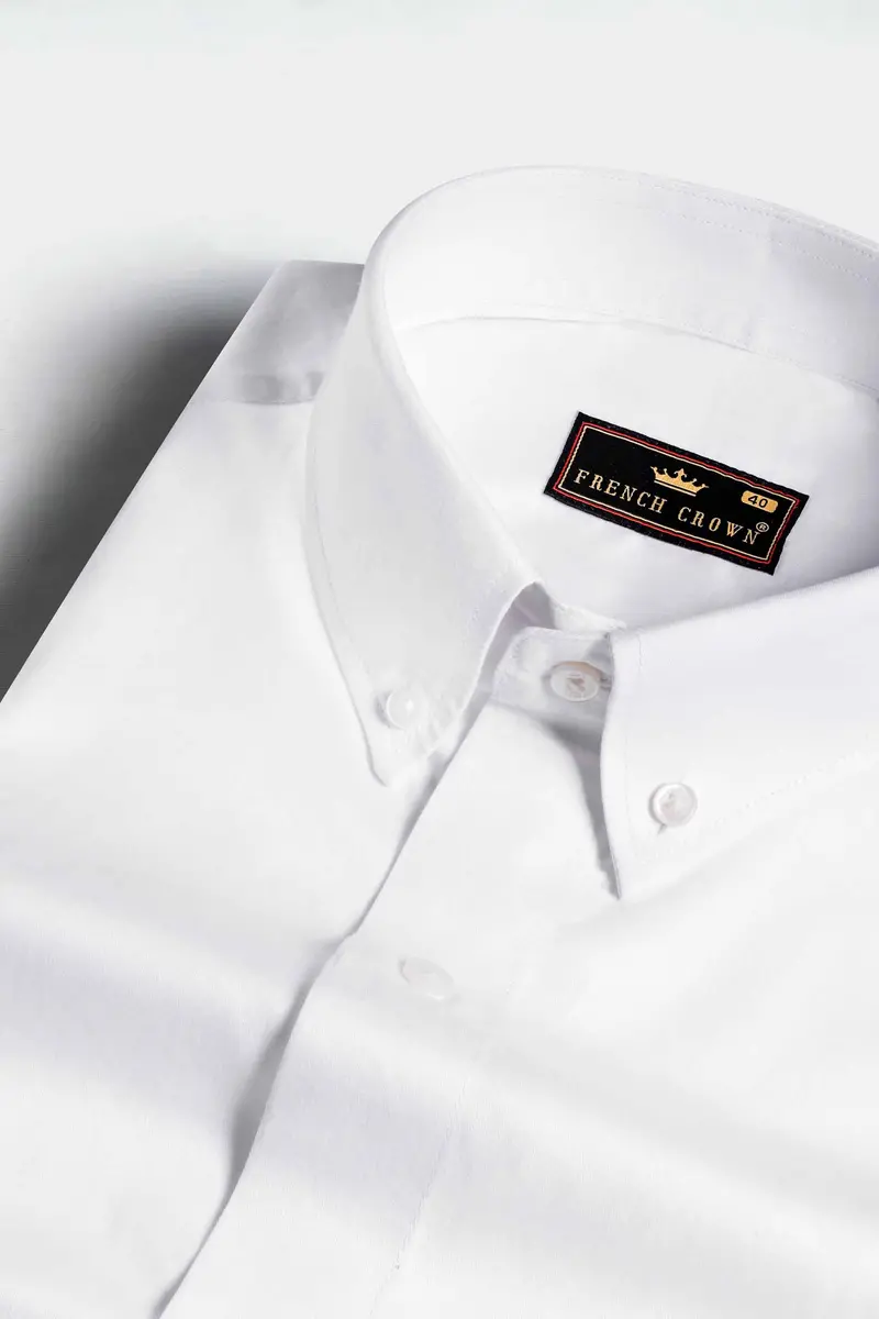 Bright White With Gravel Gray Subtle Sheen Super Soft Premium Cotton Designer Shirt 4