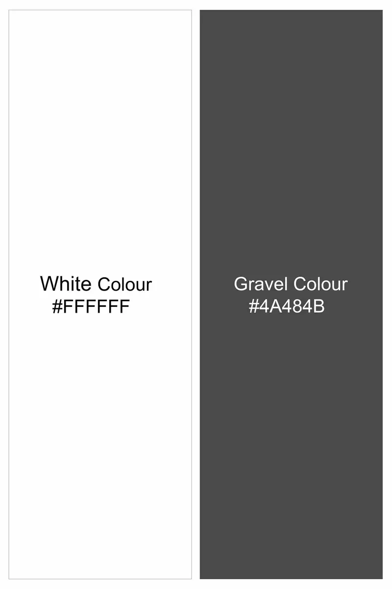 Bright White With Gravel Gray Subtle Sheen Super Soft Premium Cotton Designer Shirt 9