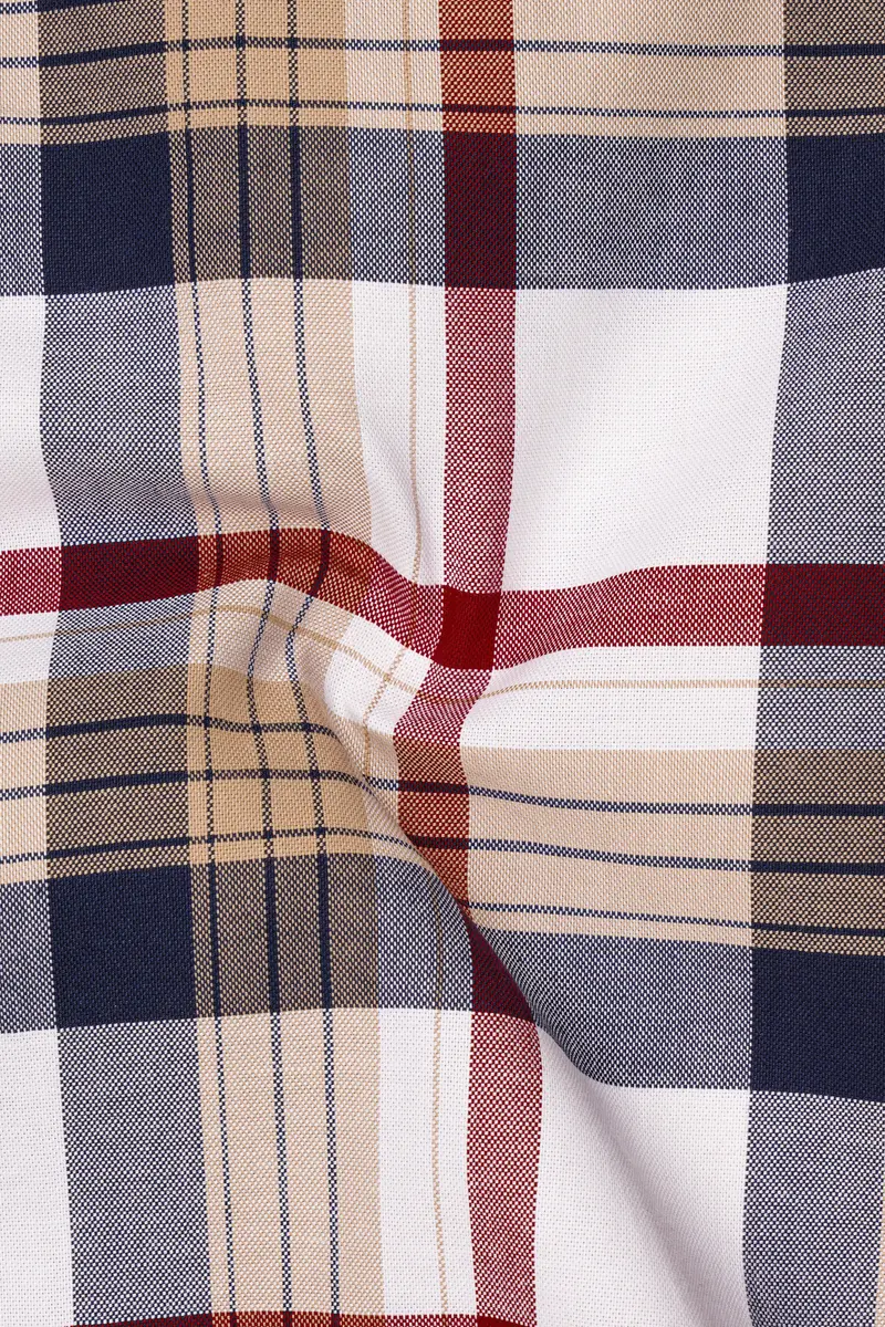 Bright White With Haiti Blue Multicolour Plaid Royal Oxford Shirt 3